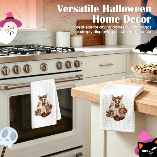 Abyssinian Ghost Halloween Hand Towel - Cat Kitchen Bathroom Decor
