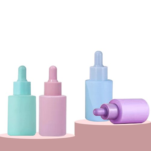 AGENIZ 4 Pack Glass Dropper Bottles, Clear Frosted with 2 Funnels & 2 Lotion Pumps, 30 ml Essential Oil Bottles
