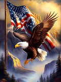 DIY 5D Diamond Painting Kit for Adults - Eagle with Flag Wall Art 12x16 Inch