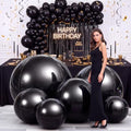 Black Metallic Party Balloons Set - Giant Mirror Foil Balloon Assortment - 6 Sizes - Variation of THIS listing