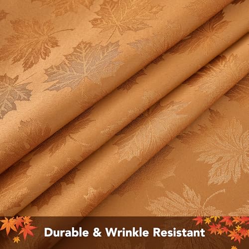 Autumn Thanksgiving Tablecloth 60x102 Inches - Amber Jacquard Fall Decor