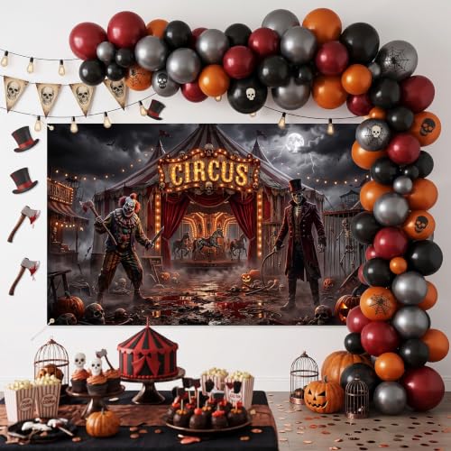 Halloween Evil Circus Backdrop Banner Haunted House Photo Booth Props 8x6ft