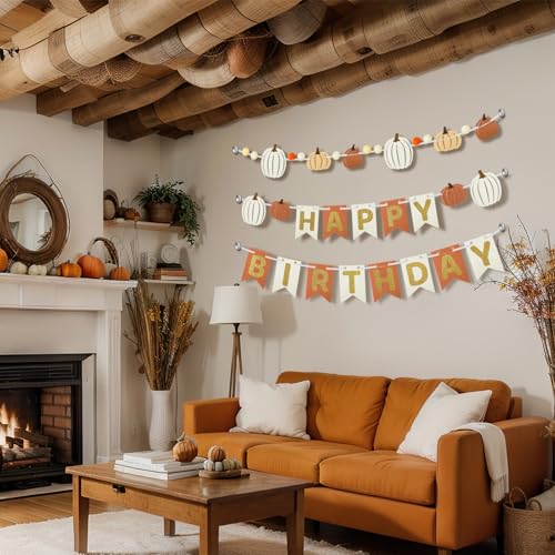 Fall Birthday Banner Set with Pumpkin Garland for Kids & Classroom Decor