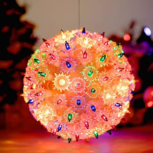 Outdoor Christmas Lighted Sphere Balls with Replaceable Bulbs - 6 Inch RGB Starlight Globe - Orange Red Variation