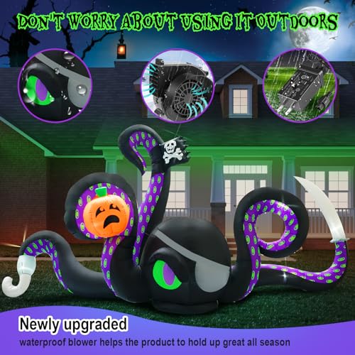 13Ft Halloween Inflatable Giant Octopus Black Sticky Pumpkin LED Light - Outdoor Yard Decor - Variation of THIS Listing