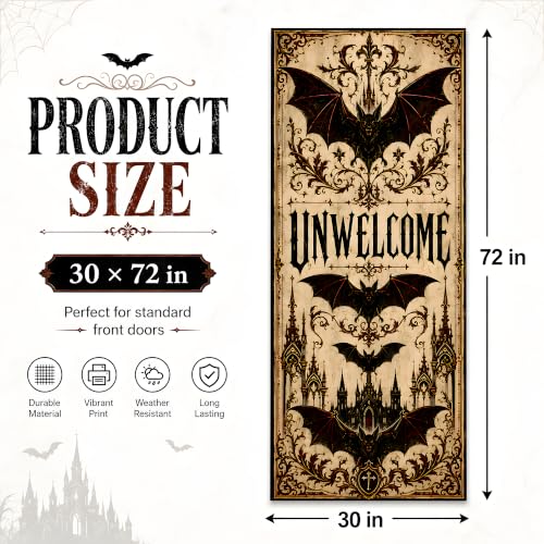 Halloween Door Cover Gothic WELCOME Banner - Black Red Yellow Variation