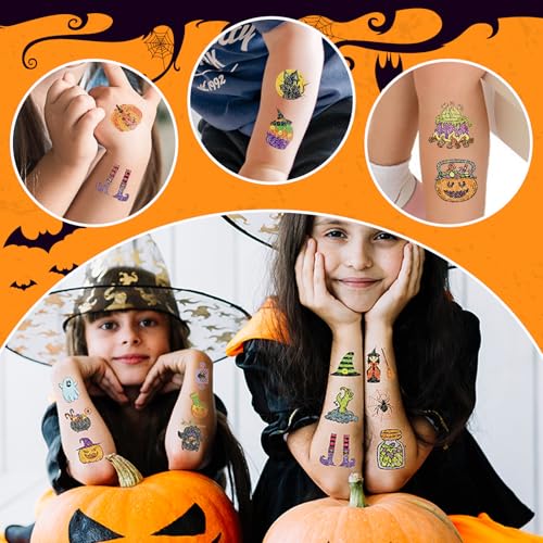 Halloween Glitter Temporary Tattoos for Kids - 50 Sheets Partywind