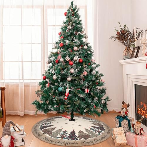 Christmas Tree Skirt 36 Inch Faux Plush Holiday Decor - Odfovowo Variation 3