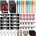 Black Spy Detective Party Favors Kit for Kids - 132 Pieces with Sunglasses and Invisible Ink Pen