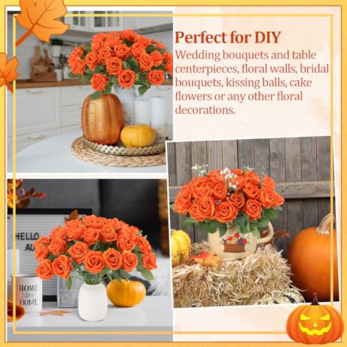Artificial Orange Velvet Flowers Bouquet - 36 Pcs for Wedding & Decor - Variation of THIS listing