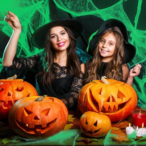 Glow in the Dark Halloween Spider Web - 1600sqft Fake Web Decorations for Indoor Outdoor Party