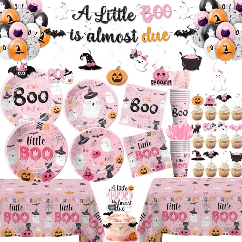 Halloween Baby Girl Shower Decorations Set - Little Boo Themed Party Supplies