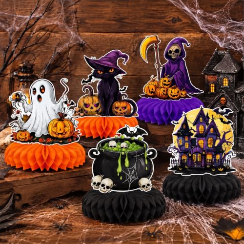 Halloween Honeycomb Centerpieces Set of 9 - 3D Table Decorations for Parties