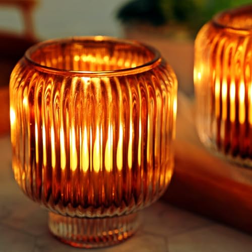 Brown Votive Candle Holders Set of 4 - Fall Thanksgiving Decor Variation of THIS listing