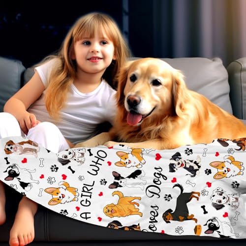 Dog Throw Blanket for Dog Lovers Women Adults 80x60 Big Plush Puppy Gifts