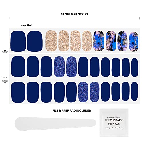 Gel Nail Strips Blue Vixon - Long Lasting, Chip-Resistant Nail Wraps with Glitter Finish