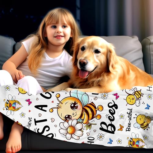 Bee Plush Throw Blanket for Adults Kids Teen Girls Boys 80x60 Variation of THIS listing