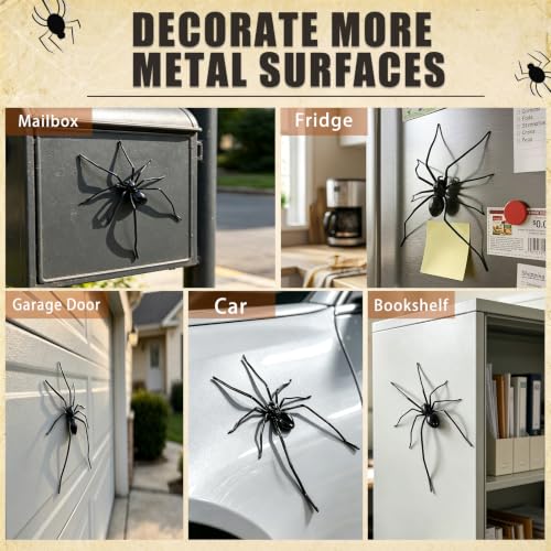 3D Realistic Spider Magnetic Fridge Decor - 4 Pcs Halloween Prank Set