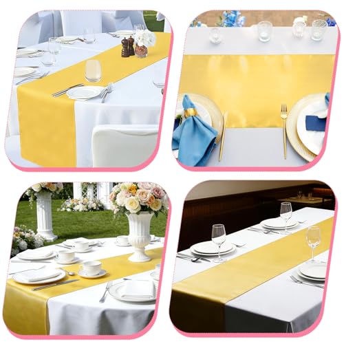 Gold Satin Table Runners 12 Pack - 12 x 108 Inch for Weddings & Parties