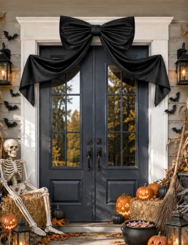 Giant Black Satin Bow for Halloween Door & Wall Decor 42 Inch