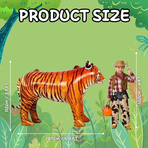 Huge Inflatable Tiger - Lifesize Jungle Animal Balloon for Safari Party - Brown Yellow