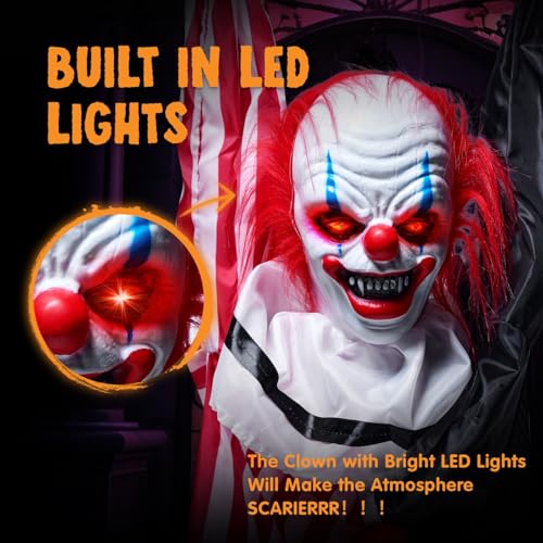Modern Halloween Hanging Clown Decor with Chain & LED Lights - 65 Inches