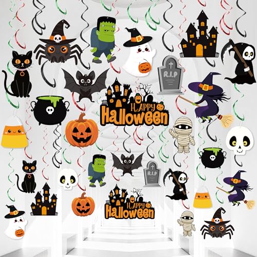 Halloween Hanging Swirl Decorations 36 Pcs Ceiling Streamers Ghost Pumpkin Witch