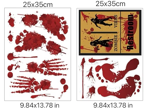 Halloween Decorations Stickers Set with Door Cover and Window Decals - Bloody Horror Theme