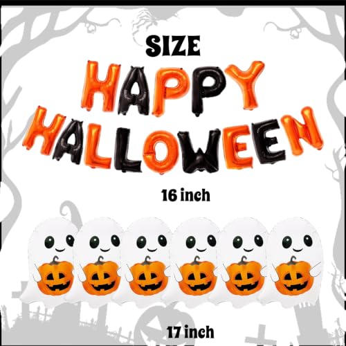 Halloween Foil Balloons Set - Ghost and Pumpkin Decorations for Party