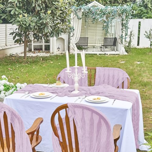 Lilac Cheesecloth Table Runner 10FT Pack for Wedding Birthday Home Decor