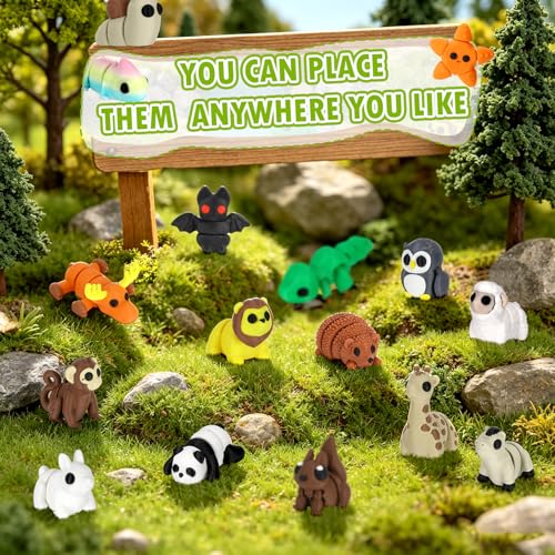 Mini 3D Printed Animal Figurines Set - 50 Styles, Poseable Pals Variation of This Listing
