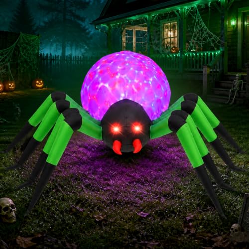10FT Giant Halloween Inflatable Spider with LED Lights - Weather-Resistant Yard Decor