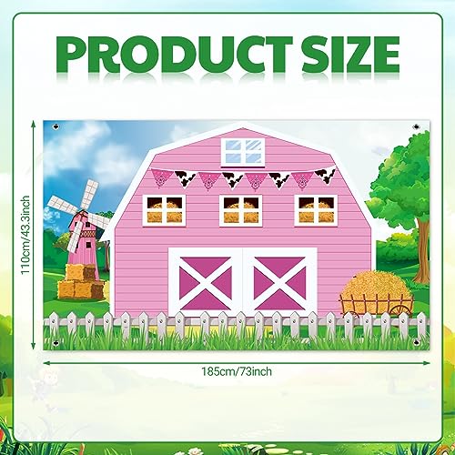 Farm Barn Backdrop for Birthday Party Pink 6x4 ft Farmhouse Decoration