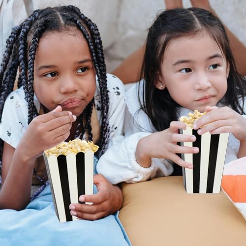 Black Striped Popcorn Boxes 24 Pack - Carnival Party Supplies