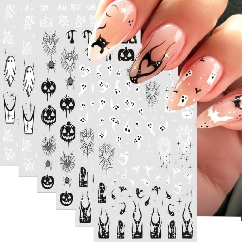 Halloween Nail Stickers Self-Adhesive Ghost Pumpkin Spider Web Flame Decor Style08