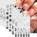Halloween Nail Stickers Self-Adhesive Ghost Pumpkin Spider Web Flame Decor Style08