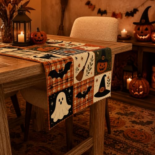 Halloween Patchwork Table Runner - Rustic Farmhouse Halloween Decorations - Variation of THIS listing