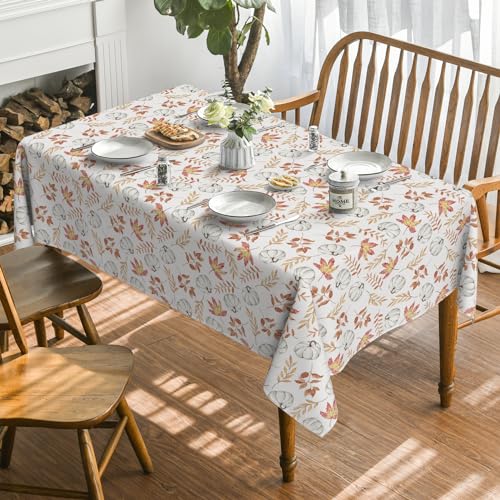 Fall Tablecloth 60 x 84 Inch Rectangular Thanksgiving Orange - Durable Polyester