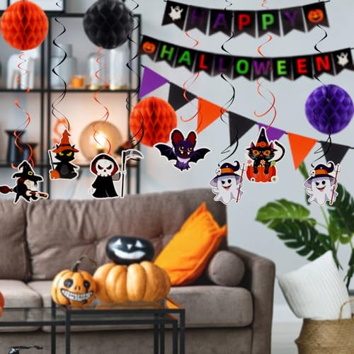 Halloween Party Decorations Set with Banners Swirls Honeycomb Balls - Indoor Outdoor