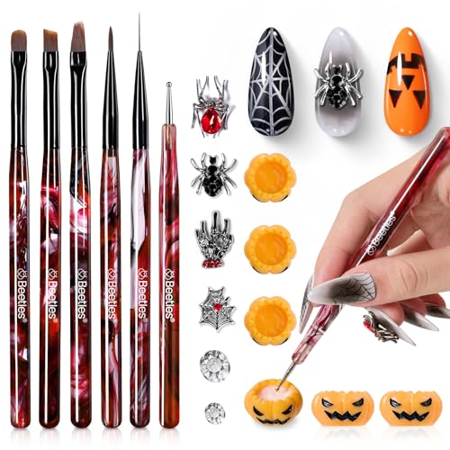 Beetles Halloween Nail Art Brushes Set D-Black-6 - 6pcs Nail Design Pen Kit