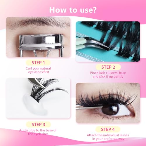 14mm Wide Stem False Eyelash Clusters - DIY 10-20mm Dramatic Lash Extensions Hannahool