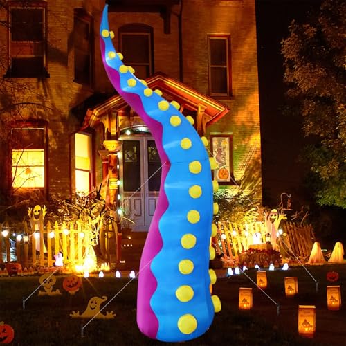 Giant Inflatable Octopus Tentacle Halloween Decor with Lights - Style C - 11.5FT Tall Outdoor Prop