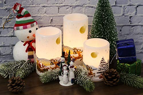 Santa Claus Flameless Candles - Battery Operated Timer & Flickering Light - Christmas Decor - Set of 3 - Variation: Santa Claus 2