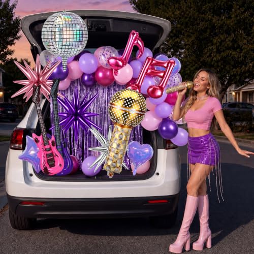 Halloween Kpop Car Decor Kit - Trick or Treat Trunk or Treat Party Supplies - Pink & Purple Theme - 82 Pieces