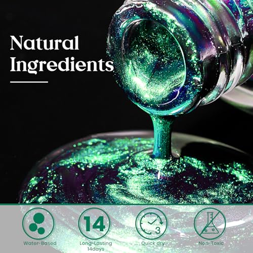 Chameleon Nail Polish - Green Color Shifting Fast Drying 15ml - MIZHSE