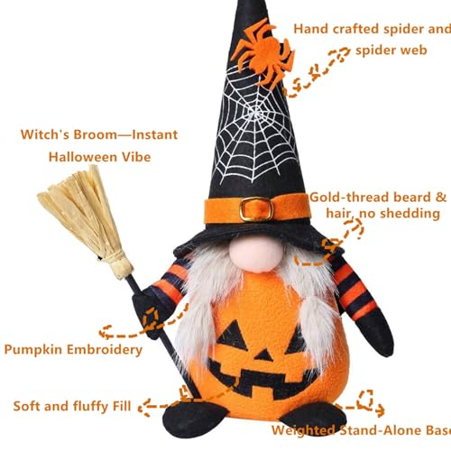 Halloween Plush Gnomes Decorations Set of 2 - Pumpkin Variation