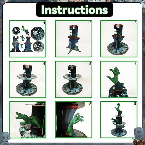Halloween Zombie Hand Cupcake Stand 3-Tier Cardboard Cake Display Party Decoration