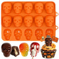 Halloween Skull Silicone Mold 2-Pack - Orange Skull Candy & Chocolate Molds