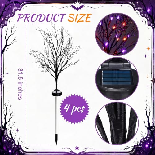 Outdoor Solar Halloween Tree Lights Set - Waterproof 31.5 Inch Decoration