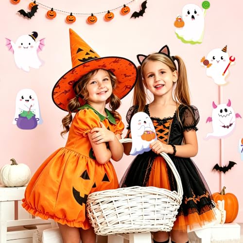 Halloween Ghost Paper Cutouts - 60 Pack Wall Decorations for Classroom, Party & Home